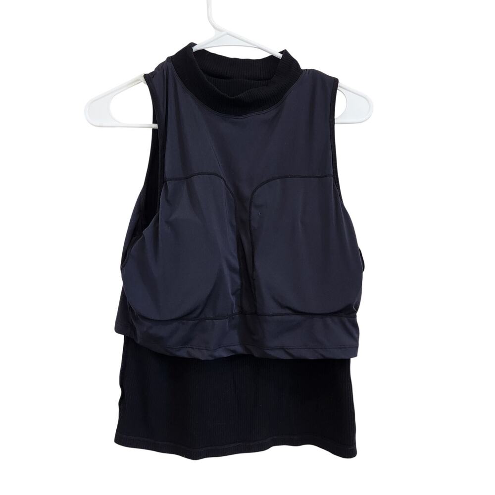 Klassy Network Black Sleeveless Knit Rib Mock Neck Tank Top Brami Shirt Size XL - Picture 5 of 5